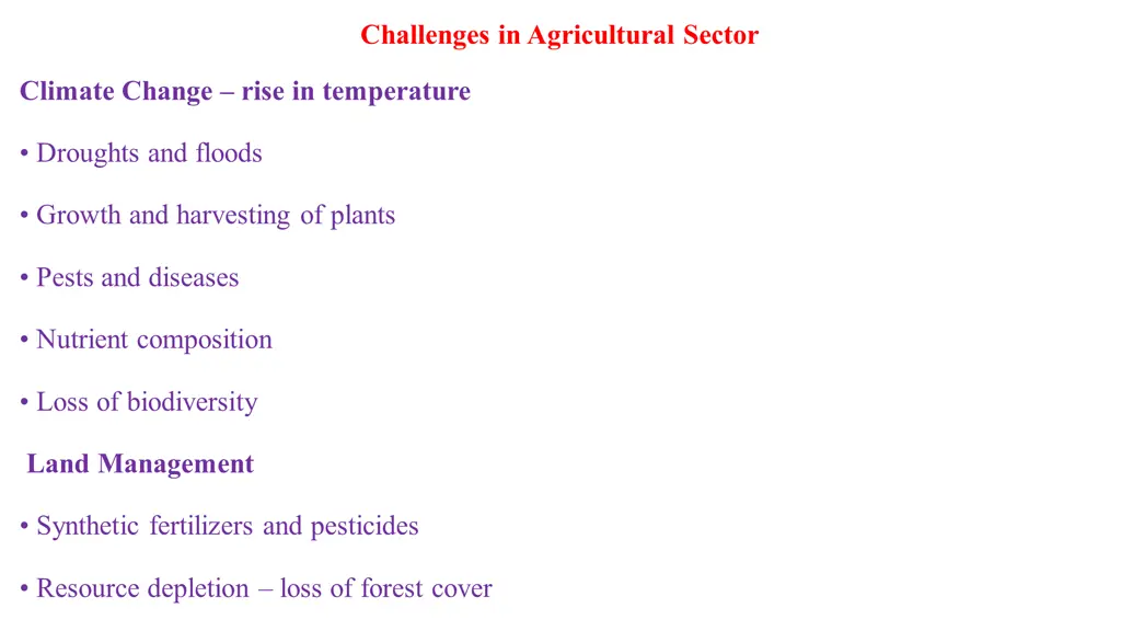 challenges in agricultural sector