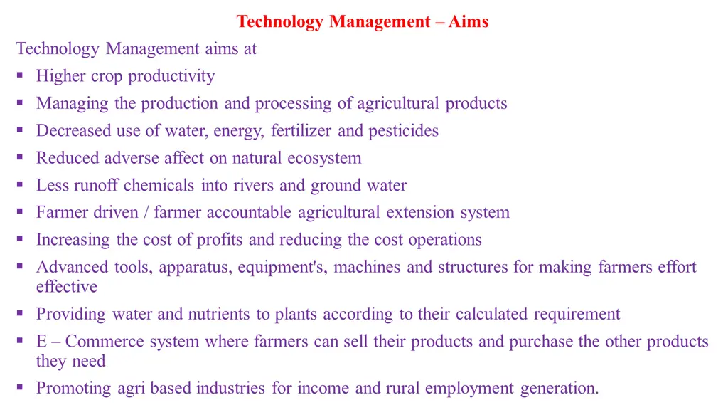 technology management aims