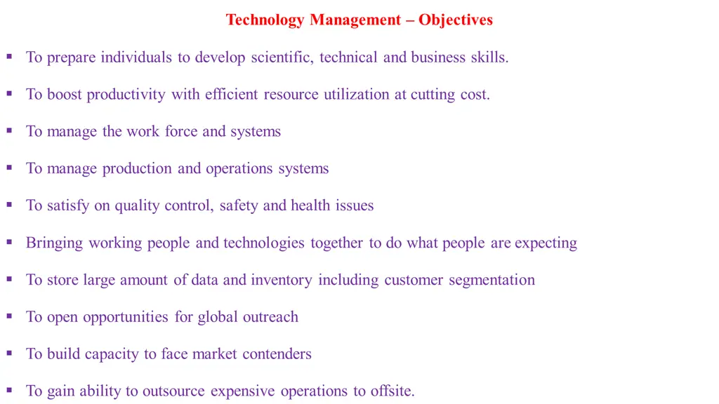 technology management objectives