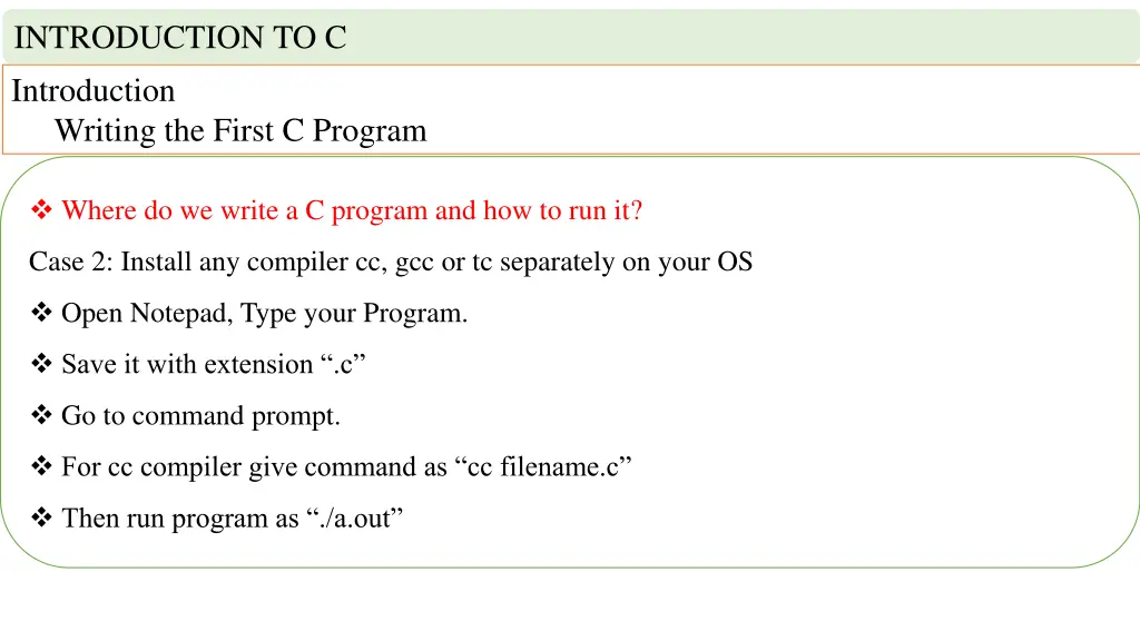 introduction to c introduction writing the first 15