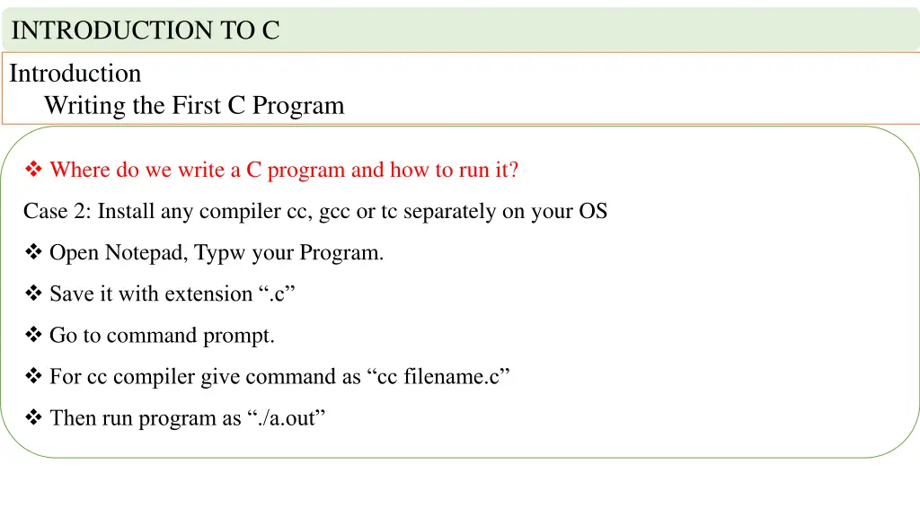 introduction to c introduction writing the first 16