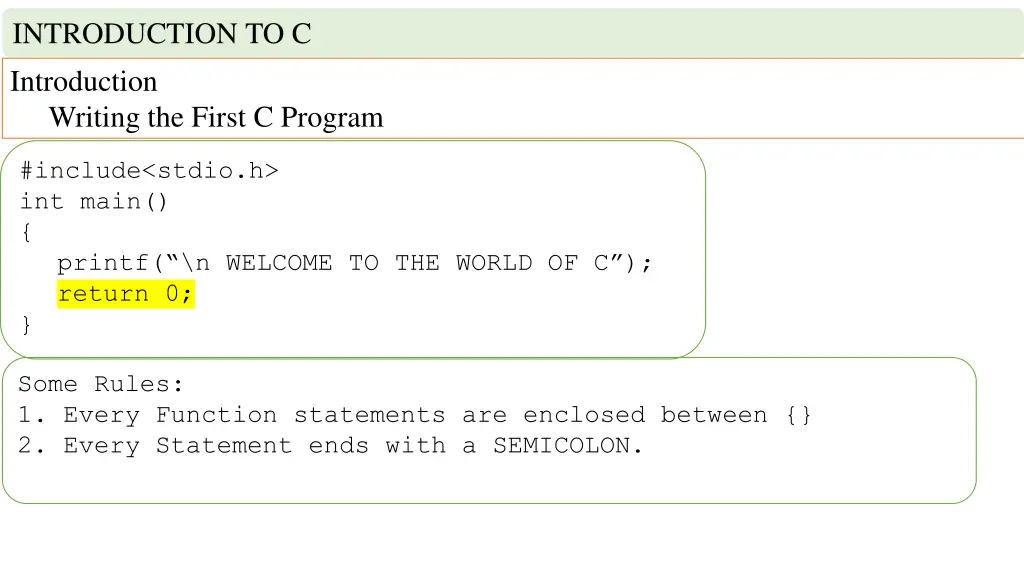 introduction to c introduction writing the first 7