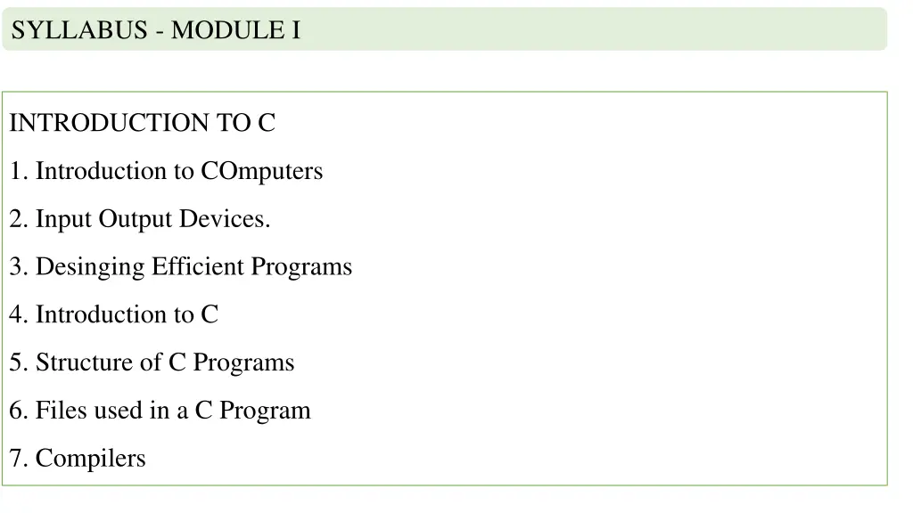 syllabus module i