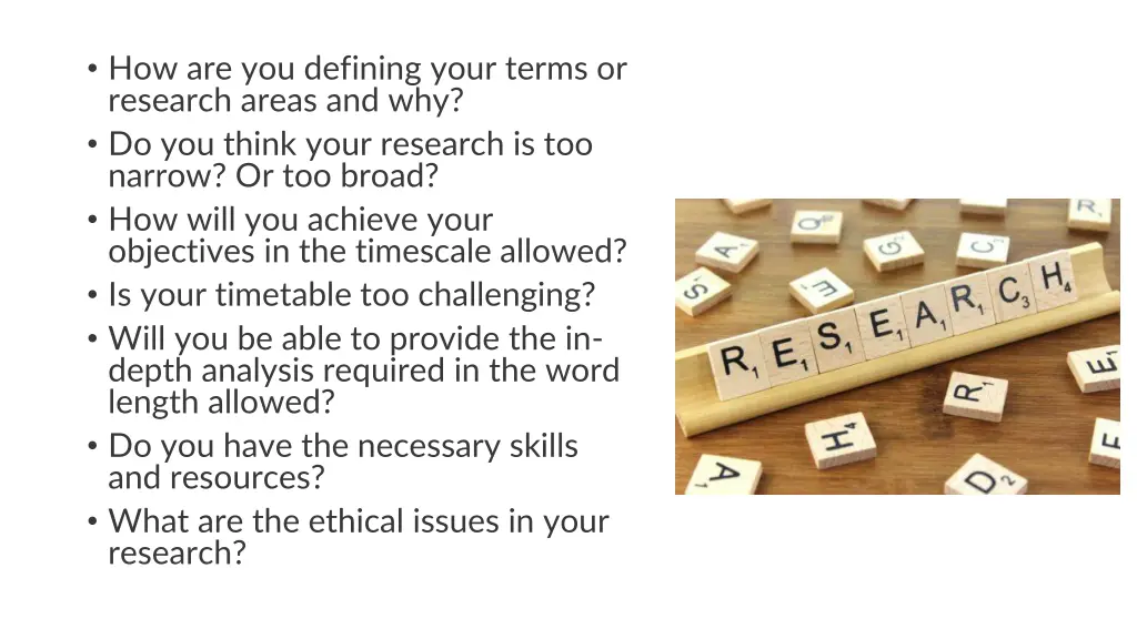 how are you defining your terms or research areas