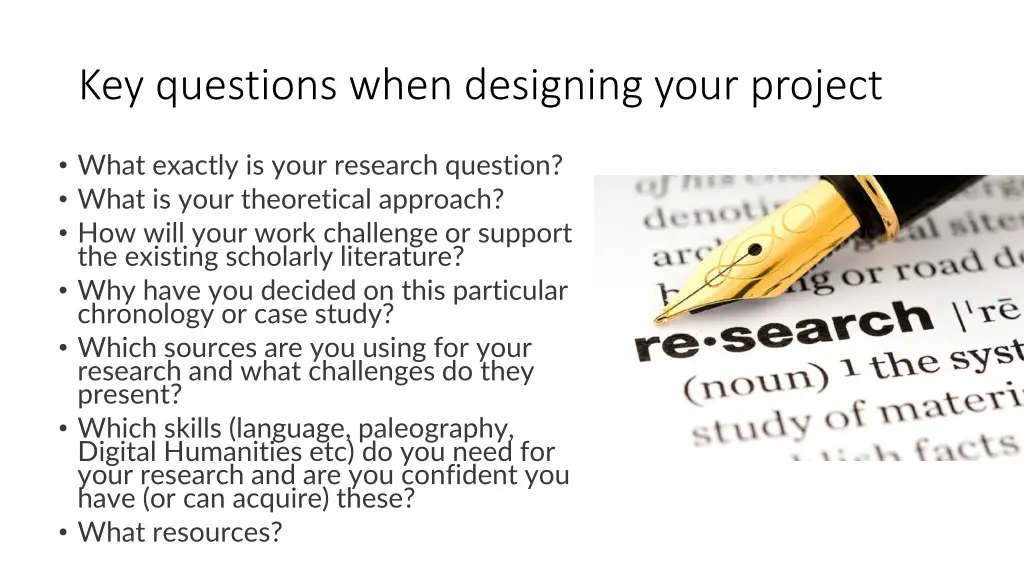 key questions when designing your project