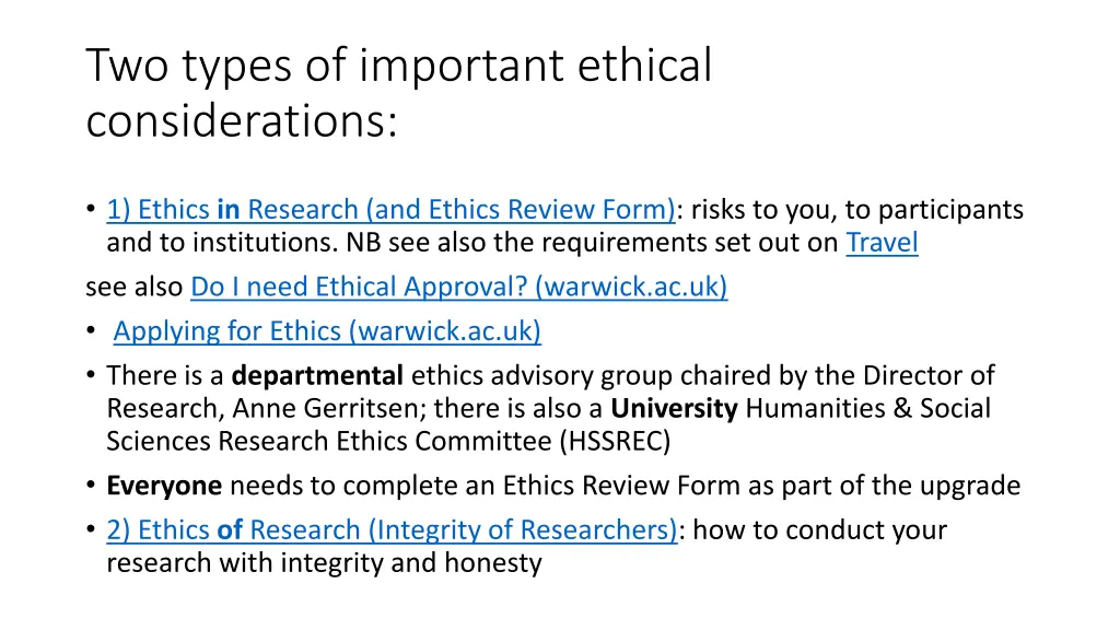 two types of important ethical considerations