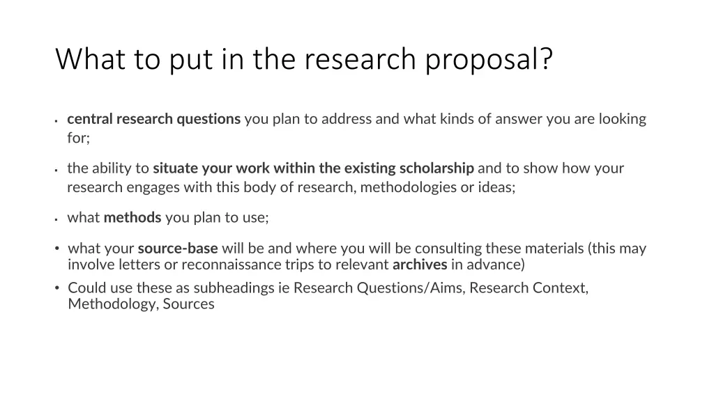 what to put in the research proposal