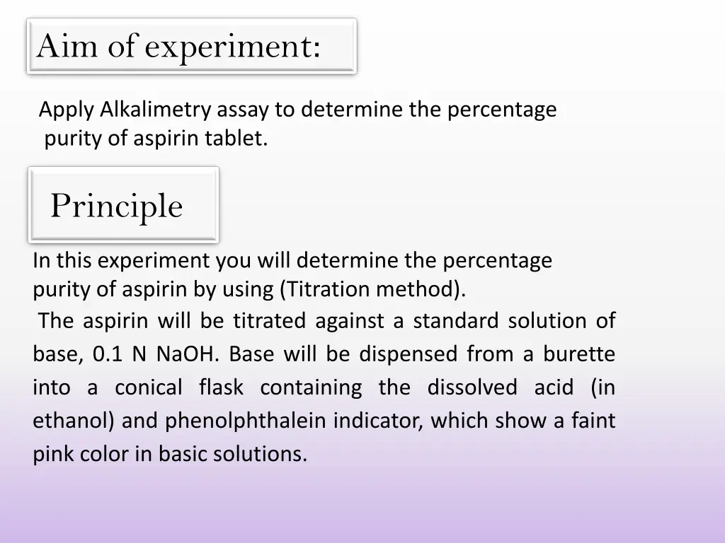 aim of experiment