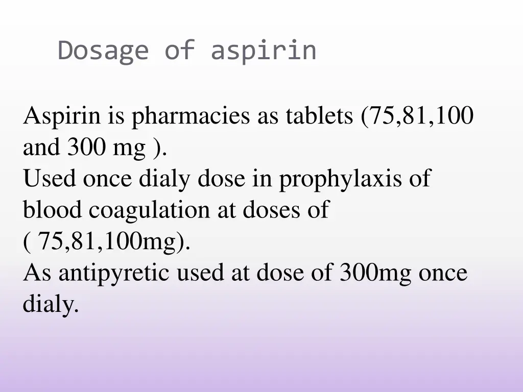 dosage of aspirin