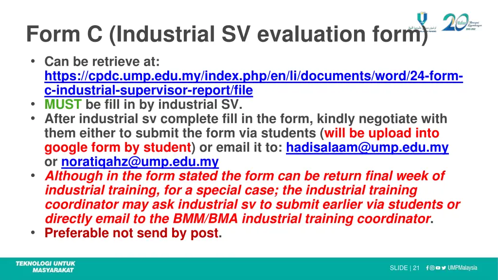form c industrial sv evaluation form