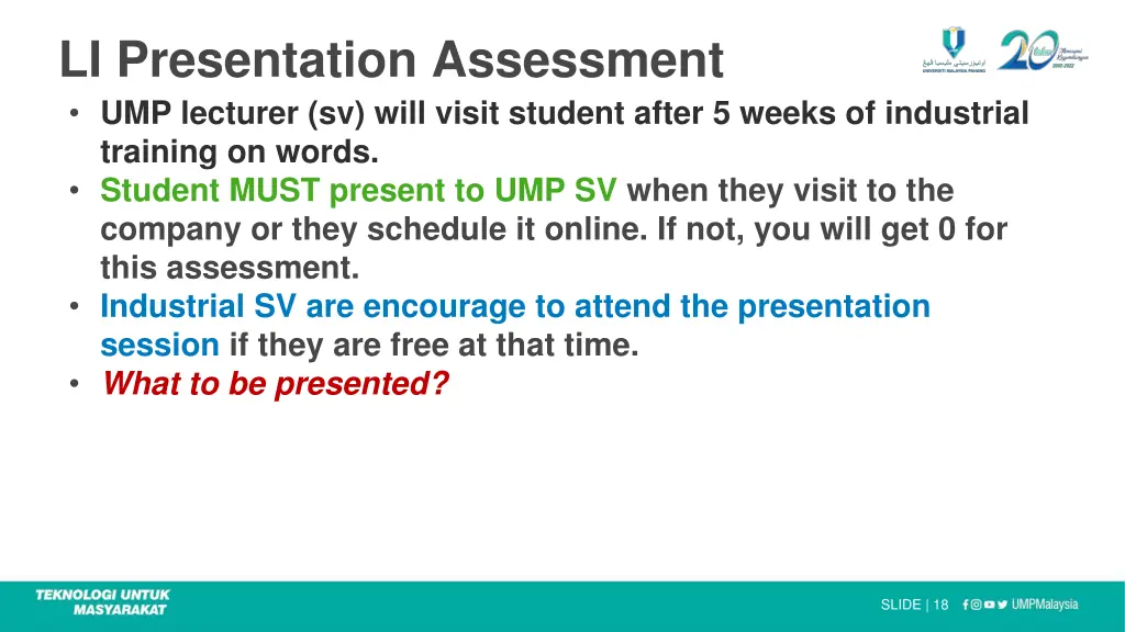 li presentation assessment ump lecturer sv will