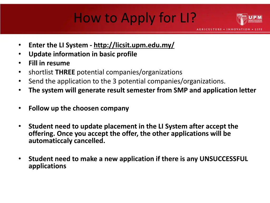 how to apply for li 1