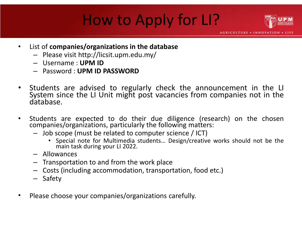 how to apply for li