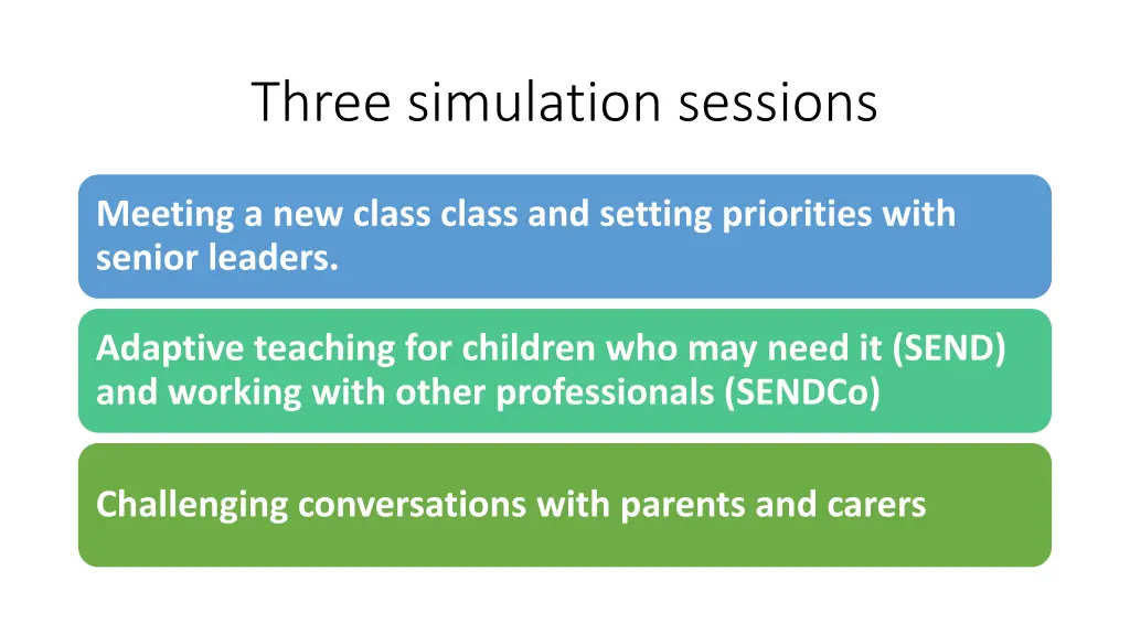 three simulation sessions