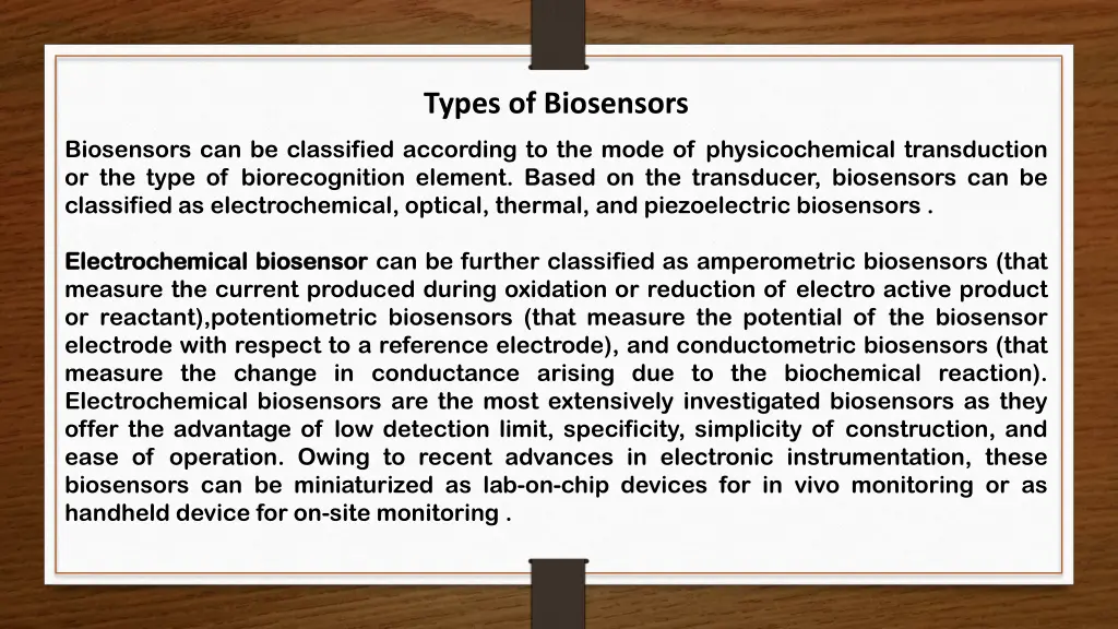 types of biosensors