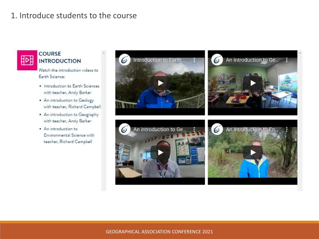 1 introduce students to the course