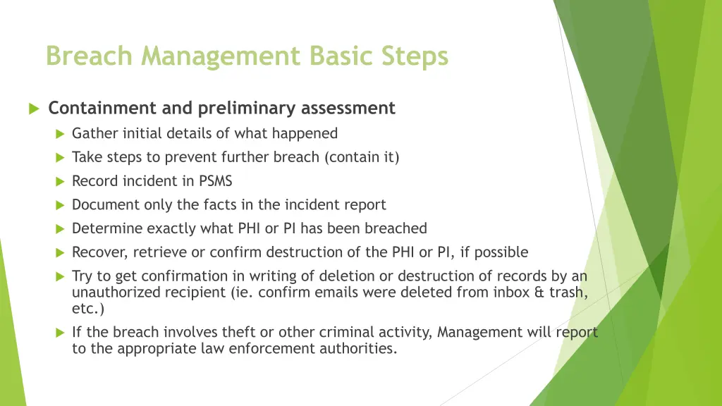 breach management basic steps