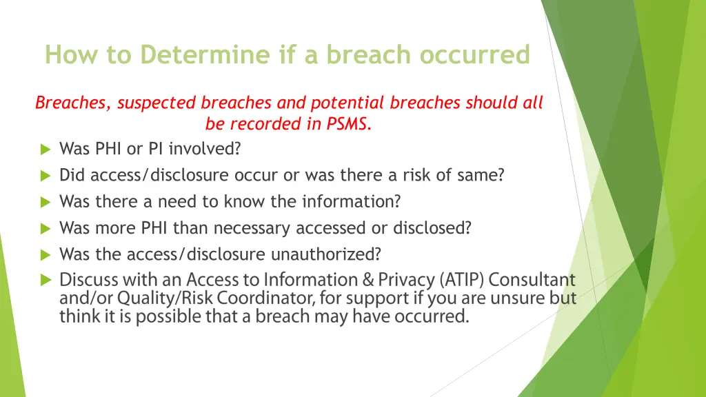 how to determine if a breach occurred
