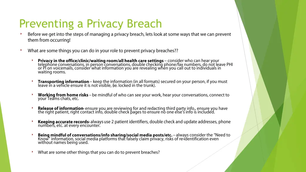 preventing a privacy breach