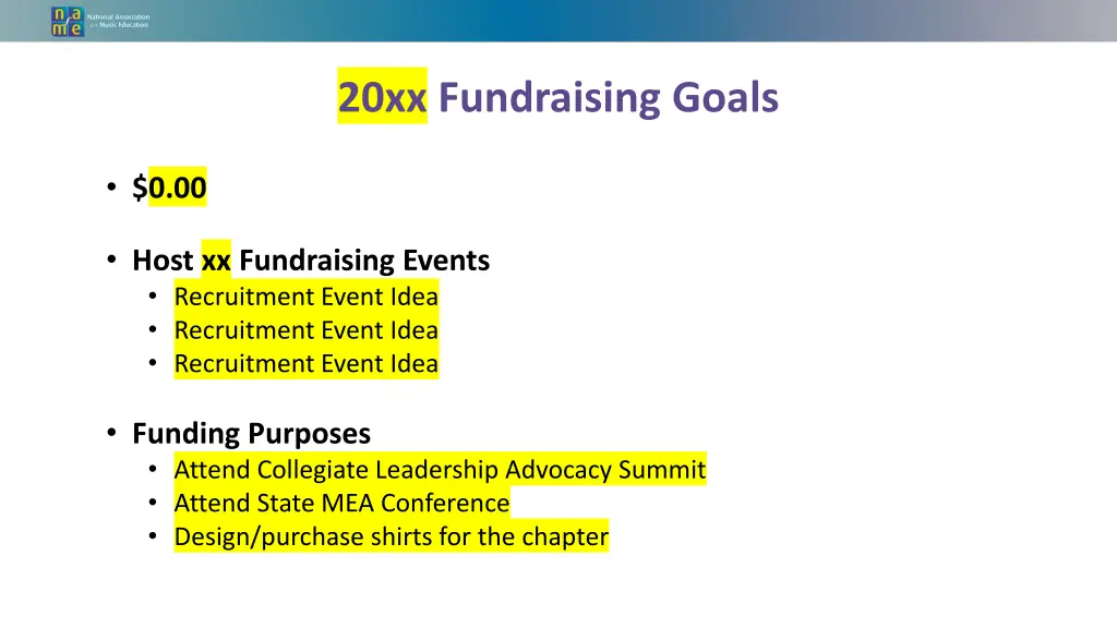20xx fundraising goals