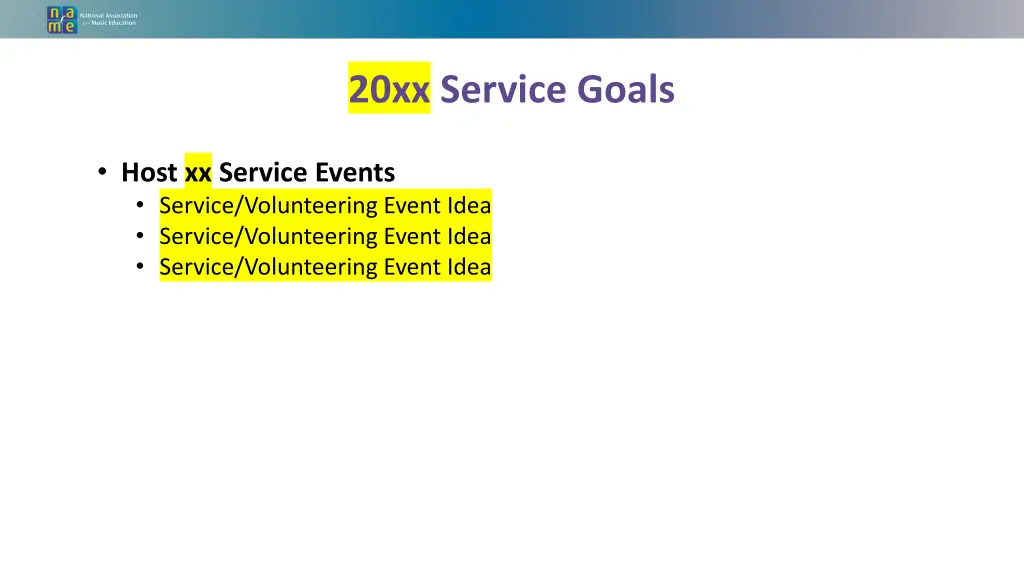 20xx service goals
