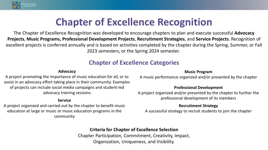 chapter of excellence recognition
