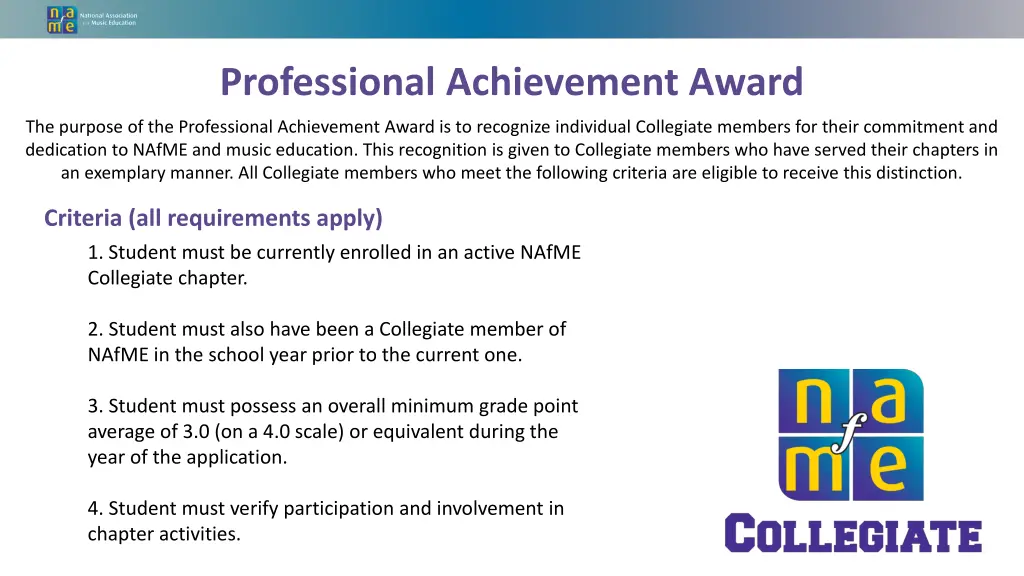 professional achievement award