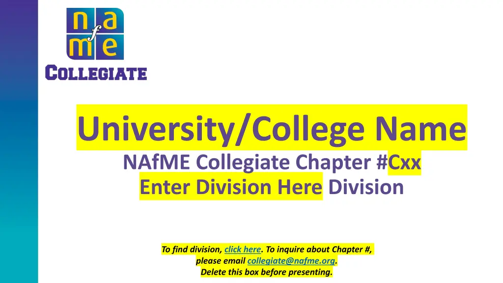 university college name nafme collegiate chapter