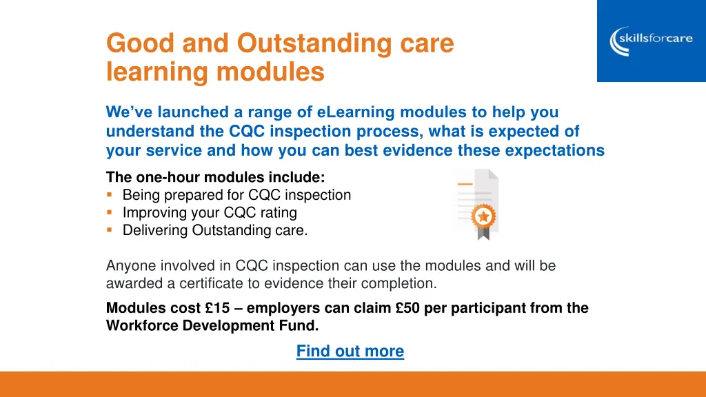 good and outstanding care learning modules