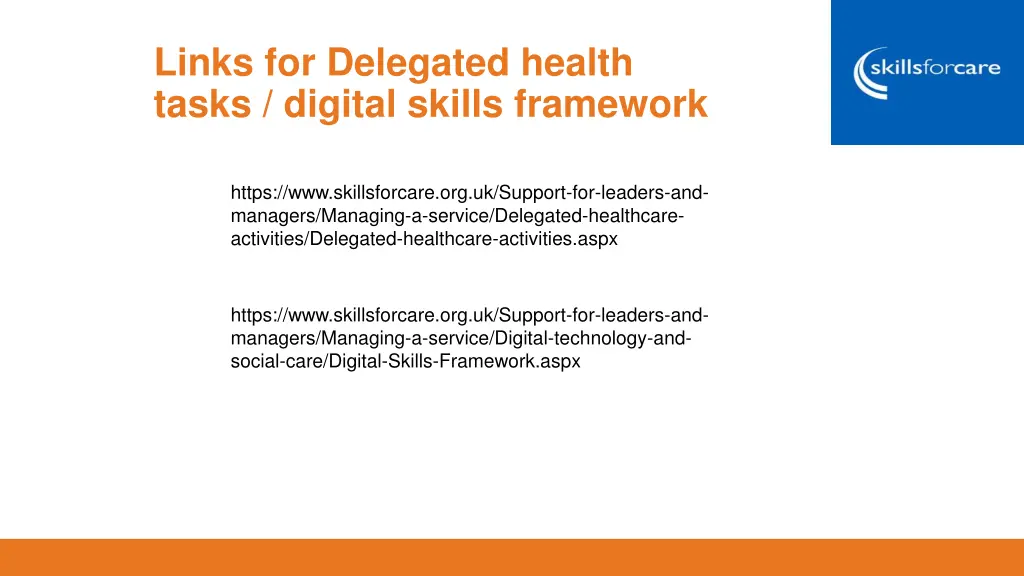 links for delegated health tasks digital skills