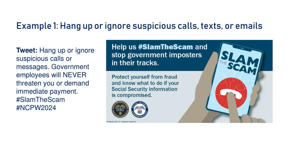 example 1 hang up or ignore suspicious calls