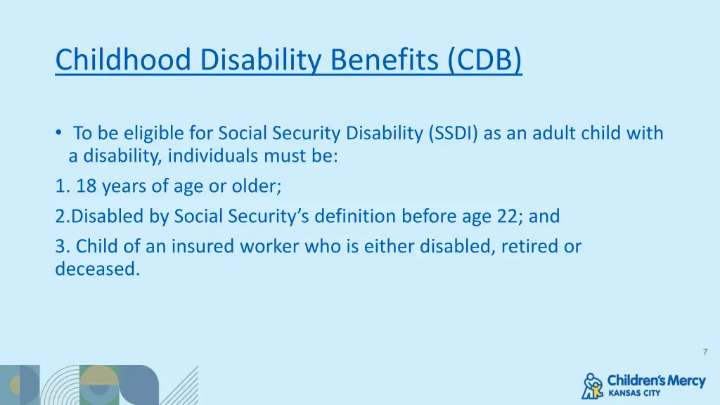 childhood disability benefits cdb