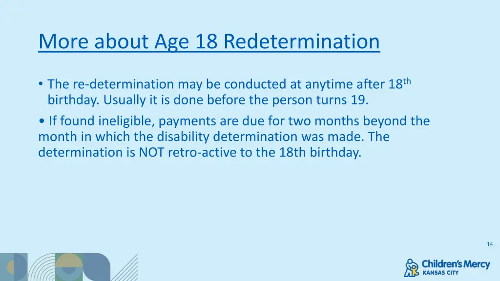 more about age 18 redetermination