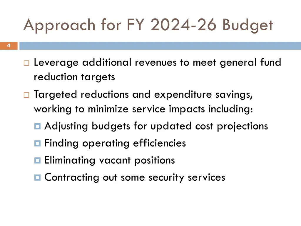 approach for fy 2024 26 budget