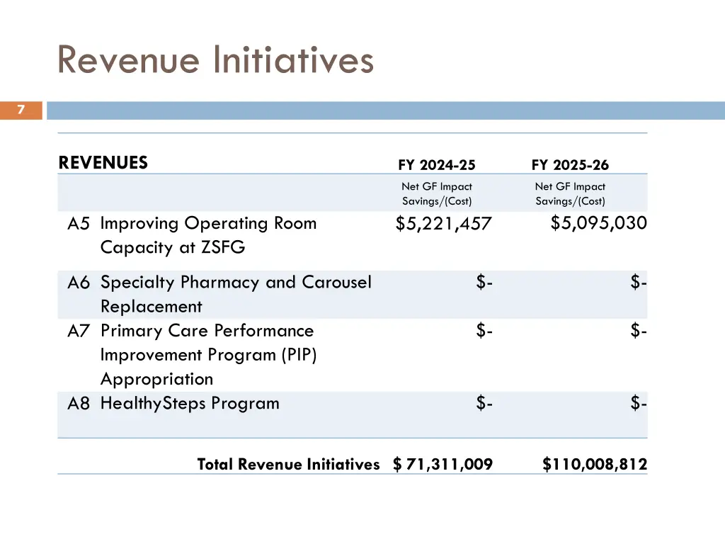 revenue initiatives 1