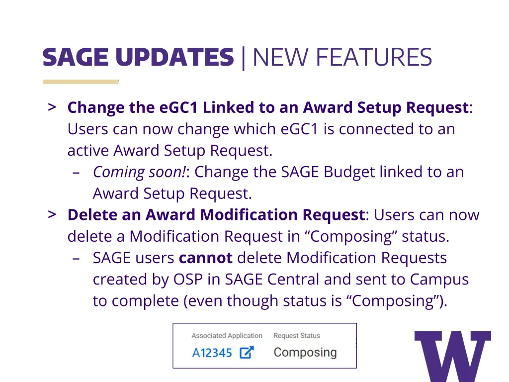 sage updates new features