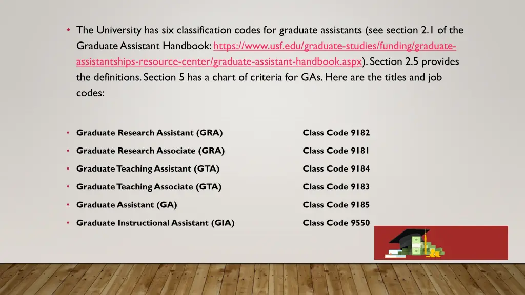 the university has six classification codes