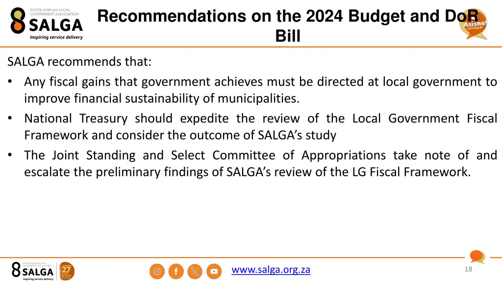 recommendations on the 2024 budget and dor bill