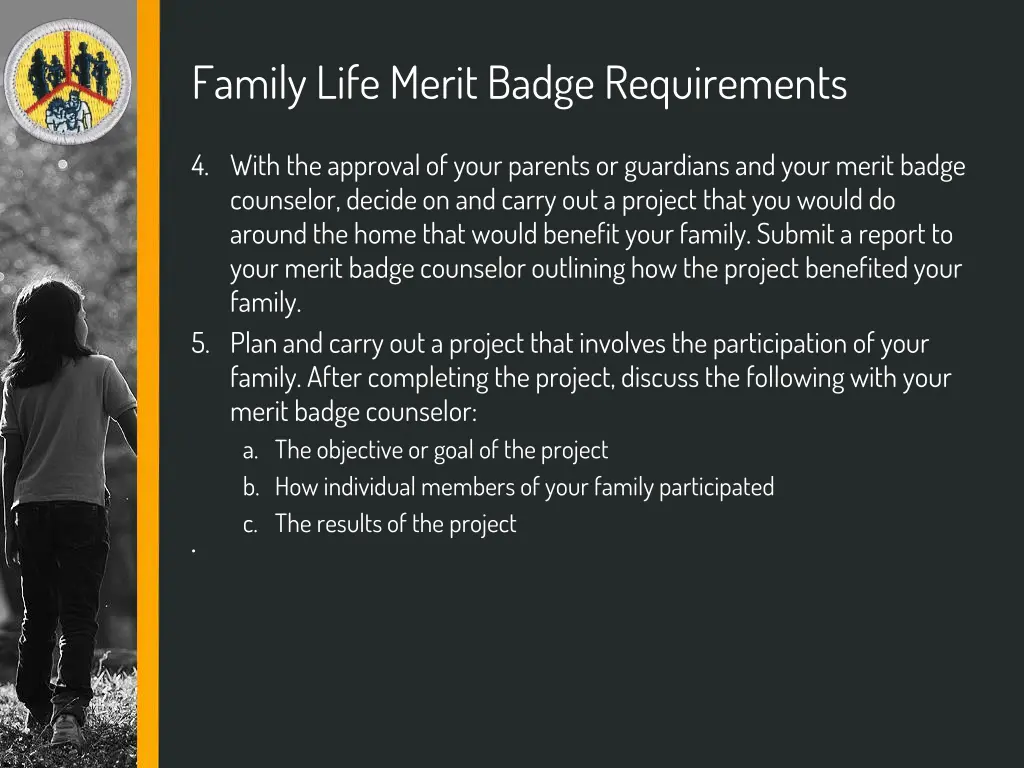 family life merit badge requirements 1