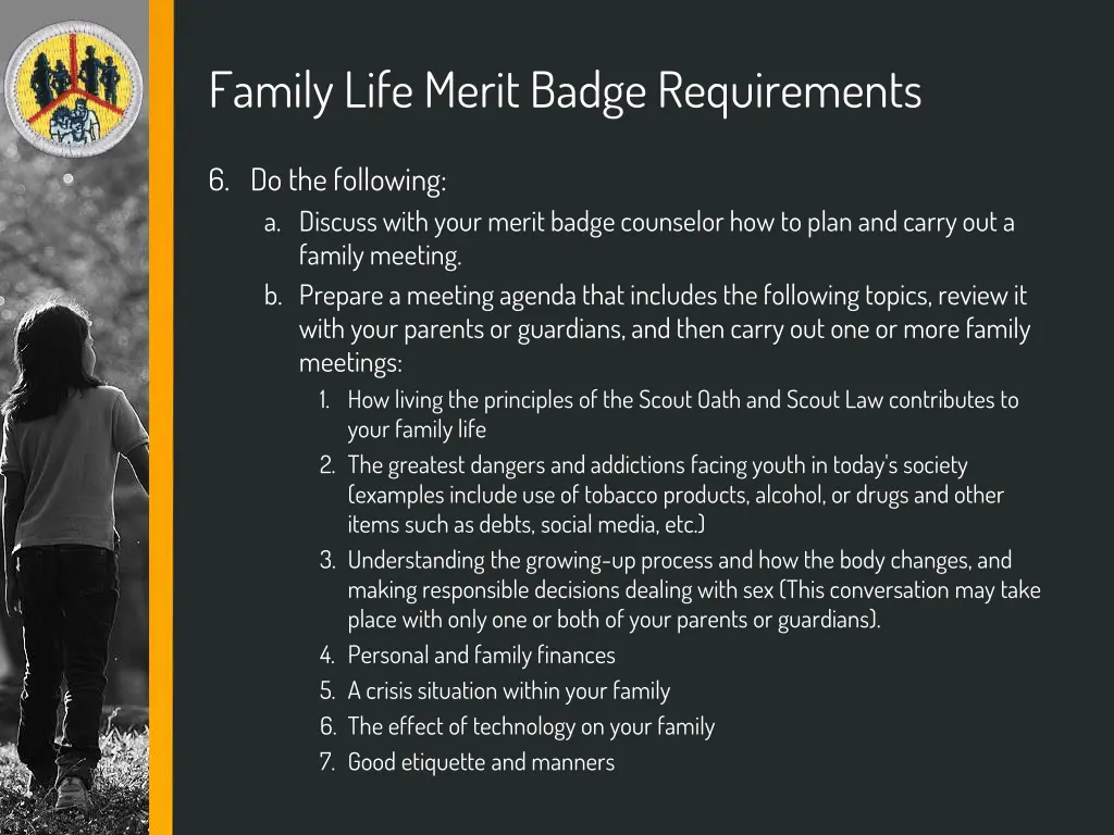 family life merit badge requirements 2