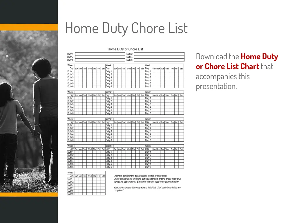 home duty chore list