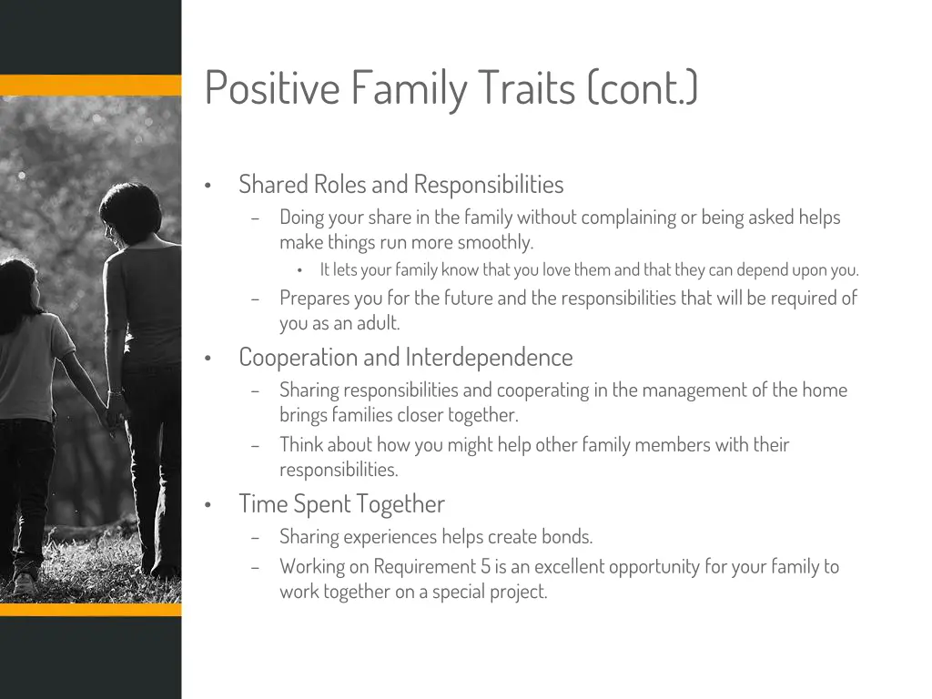 positive family traits cont