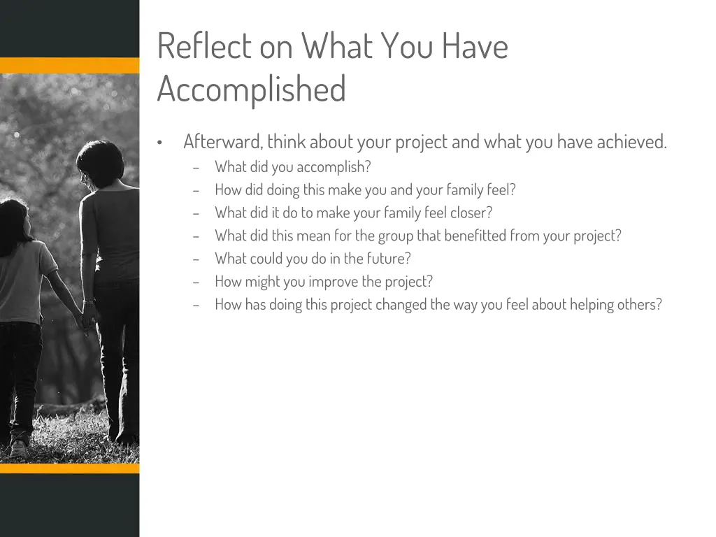 reflect on what you have accomplished