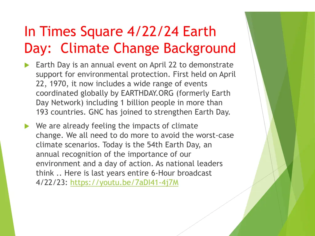 in times square 4 22 24 earth day climate change