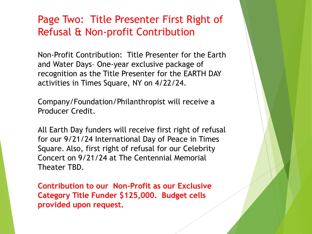 page two title presenter first right of refusal