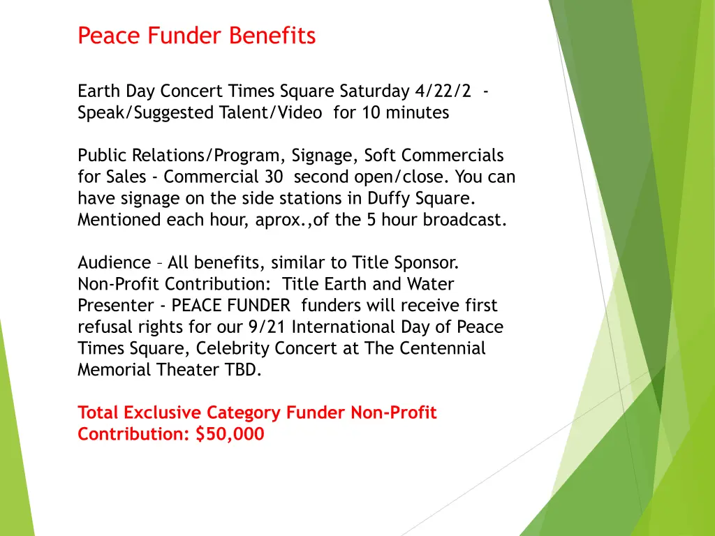 peace funder benefits