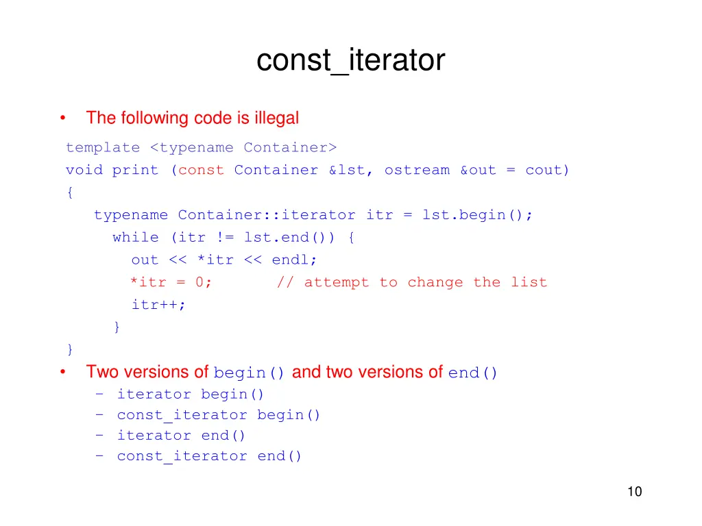 const iterator