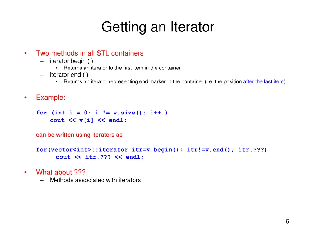 getting an iterator