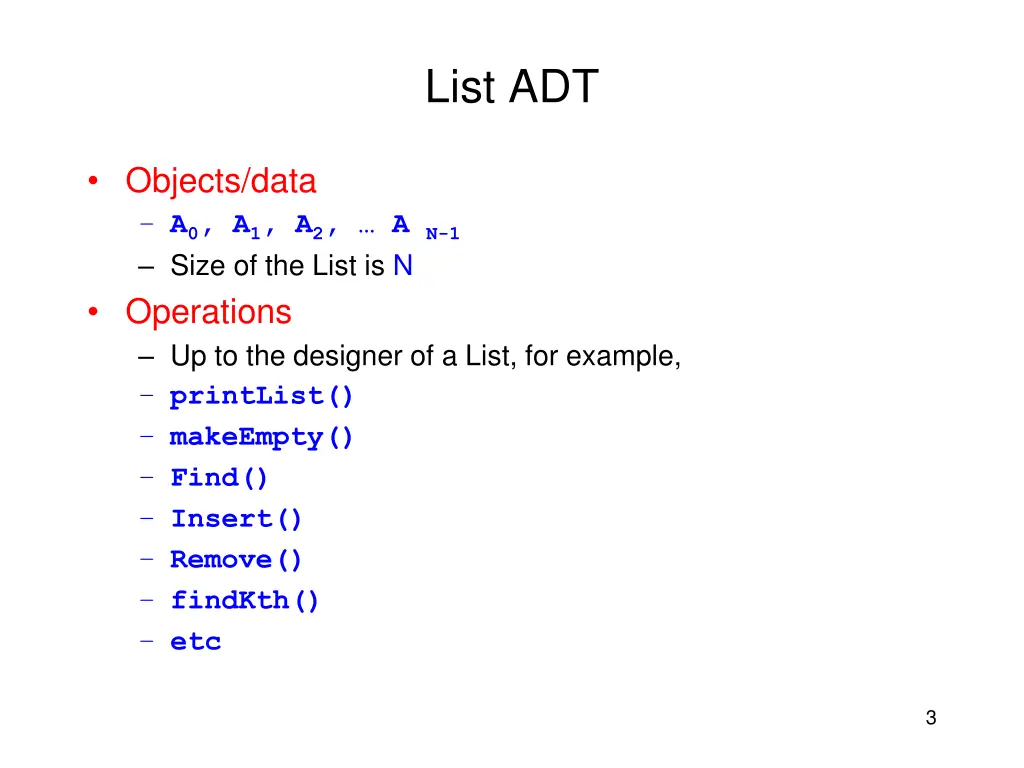 list adt