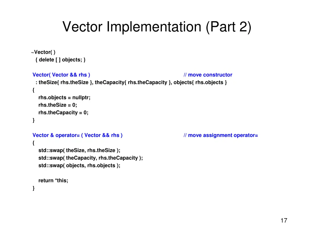 vector implementation part 2